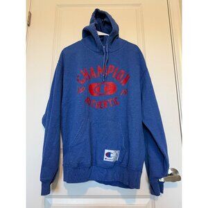 Champion Athletic 1919 Apparel Authentic Hoodie Sweatshirt XL Blue Vtg Spell Out